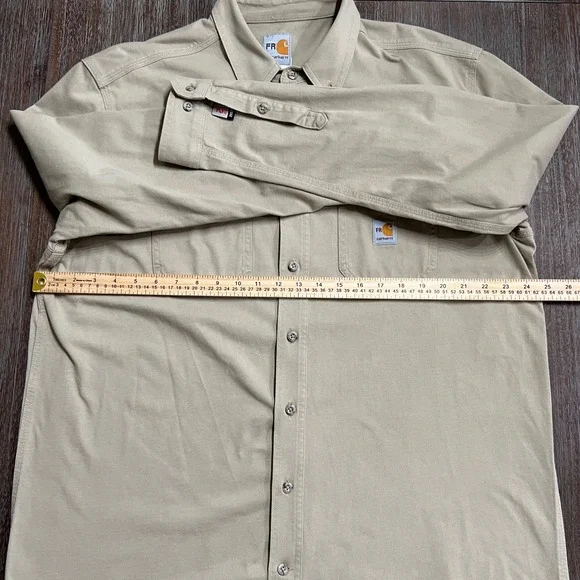 Carhartt Flame Resistant FR MasTec Work Shirt Long Sleeve Tan‎ Mens - Picture 16 of 16